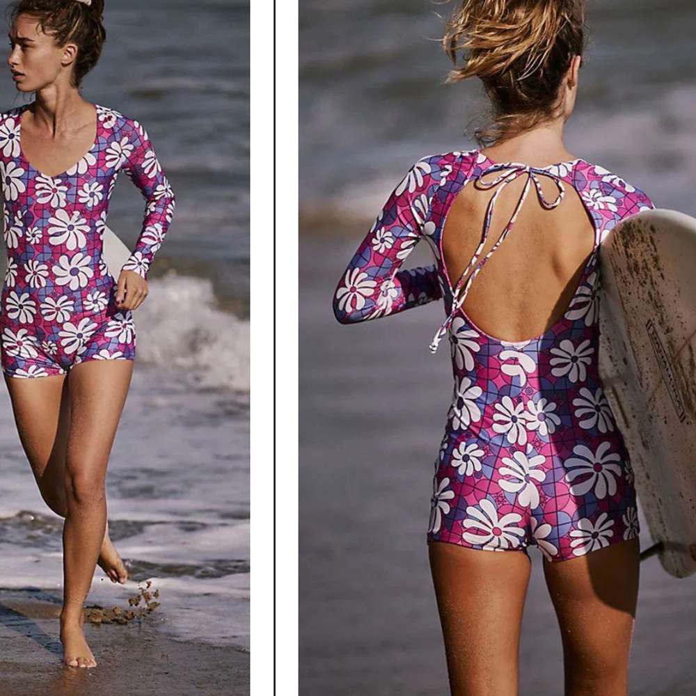 Free People Inner Relm Daydream Vintage inspired Swimsuit NWOT sz S
